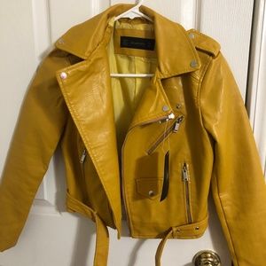 Faux Leather Yellow Moto Jacket
